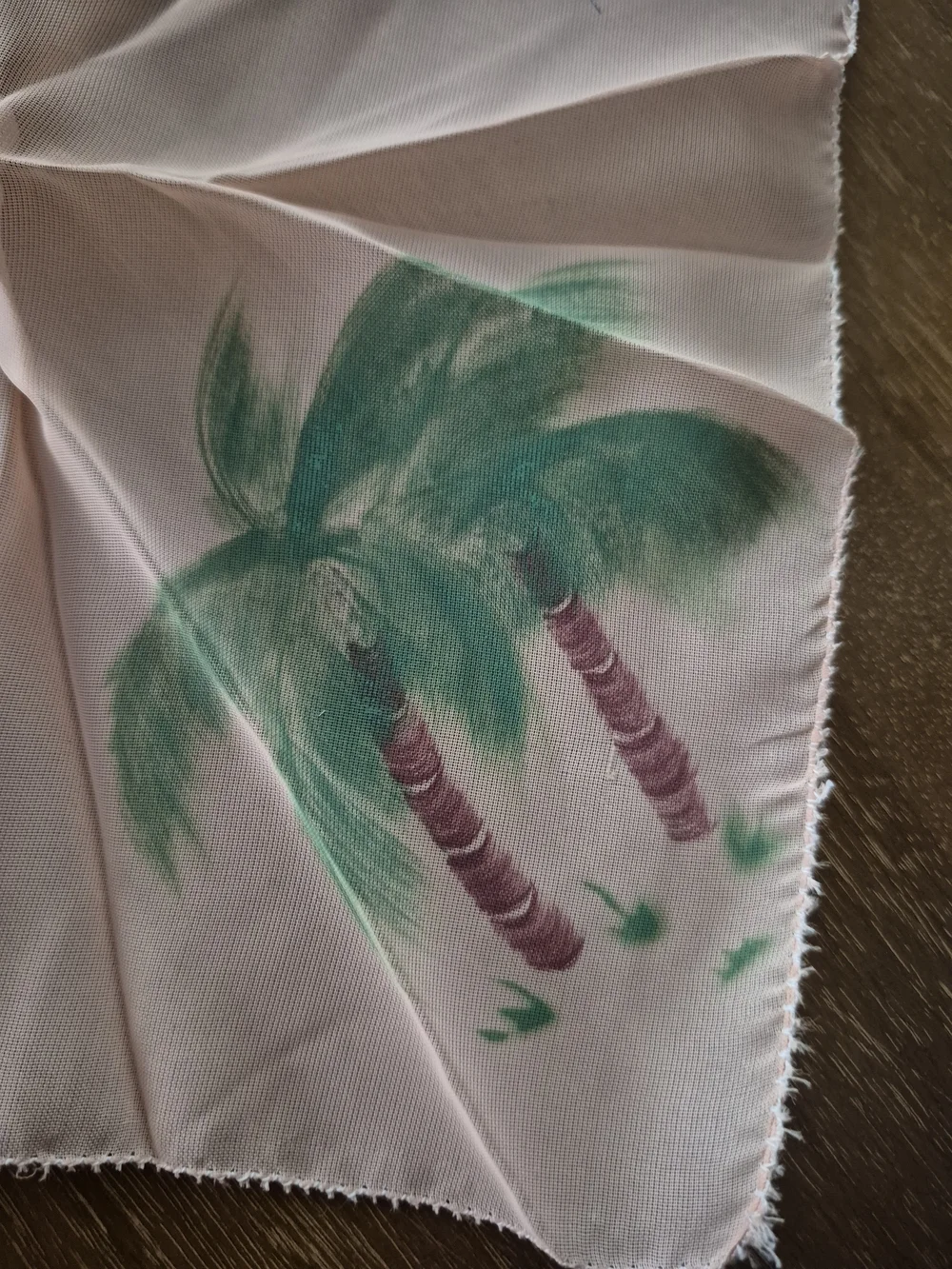 Vintage Hand Painted Florida Handkerchiefs Set - Chiffon Pink & White